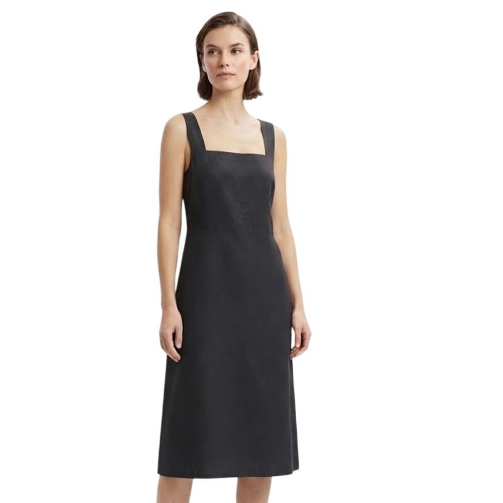 COS Black Square Neck Sleeveless Midi Dress  Minimalist Medium